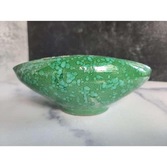 Italian Pottery Abstract Planter in Blue And Green Drip Vintage Mid Century - Picture 5 of 10